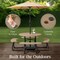 Best Choice Products 8-Person Circular Outdoor Picnic Table w/ 4 Benches, Umbrella Hole, 2000lb Capacity